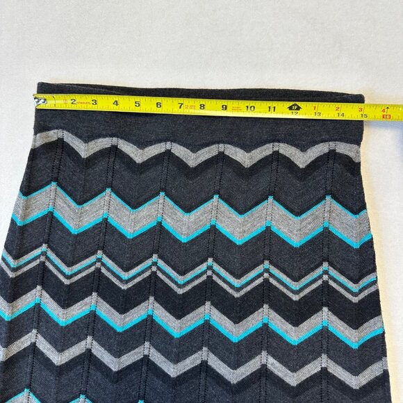 Krimson Klover 100% Merino Wool Chevron Knit Pull On Skirt Size M Short Gray - Picture 9 of 10